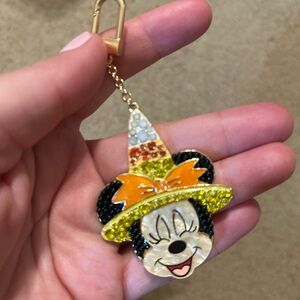 Minnie Mouse Witch Hat Bauble bar Keychain - Black, Orange, Yellow